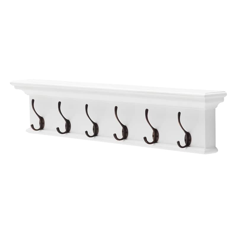 Traditional Classic White Wood Hanging Coat Rack - 39.37"W x 3.94"D x 7.87"H
