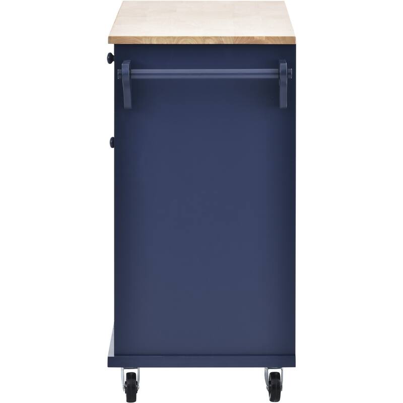Rolling Kitchen Island with Storage Cabinet Solid Woodne Desktop, Microwave Cabinet, Floor Standing Server Sideboard for Kitchen