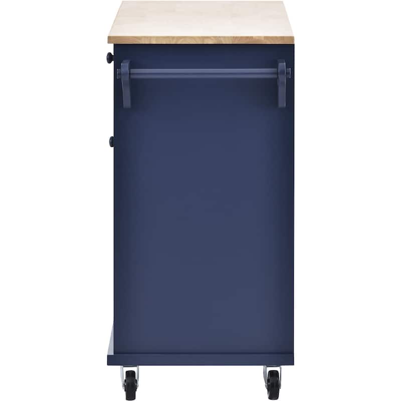 Rolling Kitchen lsland with Adjust Layer and Open Compartments