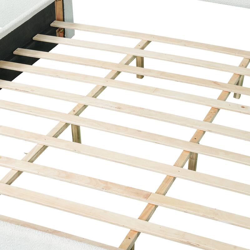 Christopher Knight Home - Boucle Upholstered Platform Bed with Curved Wide Headboard