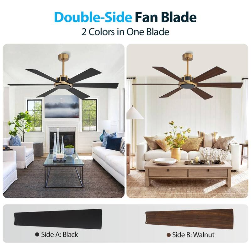 MLiAN Ceiling Fan 60inch Playwood Blades Remote Control 6-Speed DC - 60''