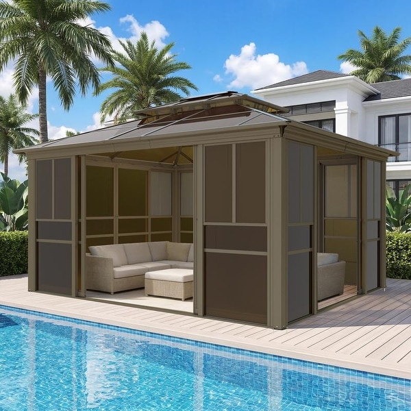 rainbow　904545 Sunroom Gazebo With Double Roof, Sliding Doors and Adjustable