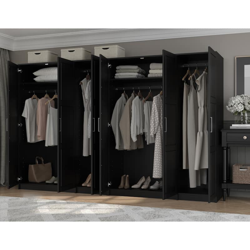 Palace Imports 100% Solid Wood Urban 6-Door Wardrobe with Solid and Mirrored Doors