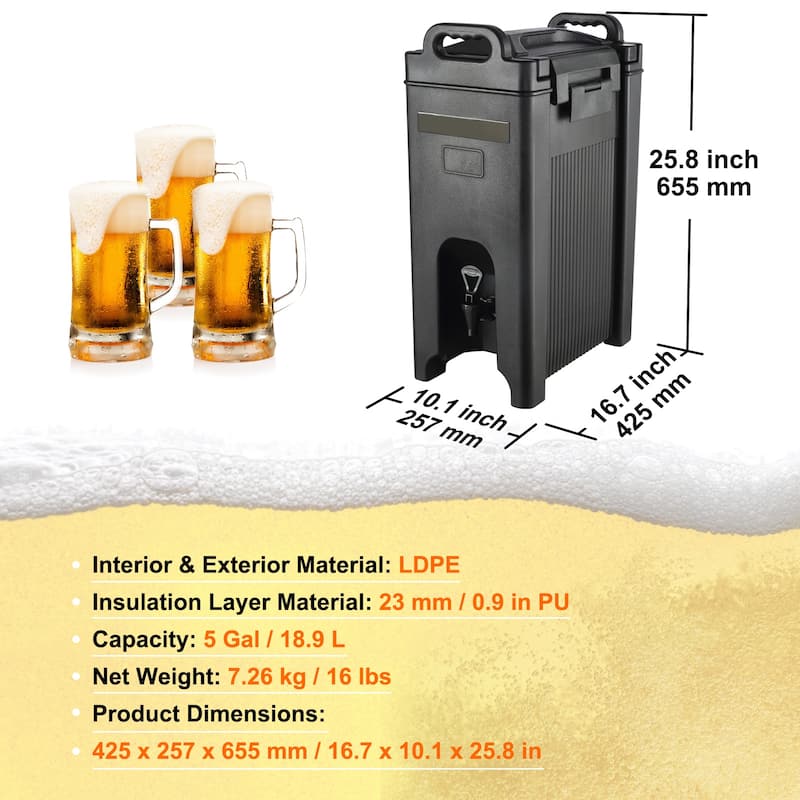 Insulated Beverage Dispenser for Hot Tea Coffee Water Restaurant Drink Shop