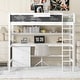 preview thumbnail 3 of 10, Twin Solid Pine Loft Kids Bed Frame with Desk, Blackboard, 3-Drawers, Guardrails, Shelf & Storage Box, Safety Guaranteed, White