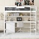 preview thumbnail 3 of 13, Wood Twin Size Loft Bed with Desk, Blackboard, Storage Box, Shelf & 3 Drawers, Safe Design with Guardrails, White