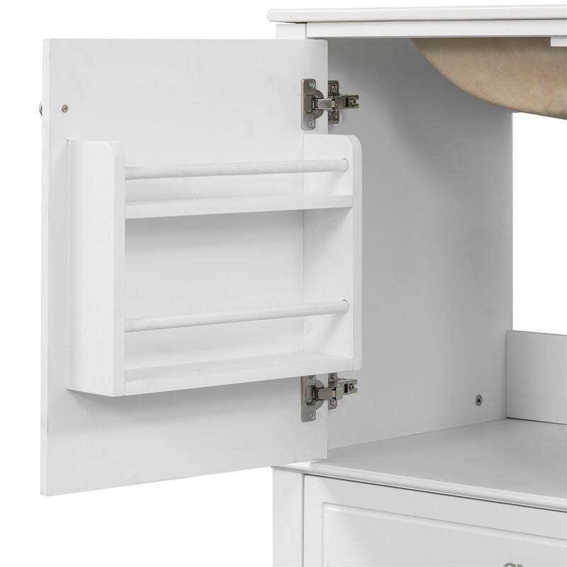 30" Bathroom Vanity with Ceramic Sink, Freestanding Bathroom Vanity Cabinet w/ 3 Storage Drawers, 1 Soft Close Door & Door Shelf