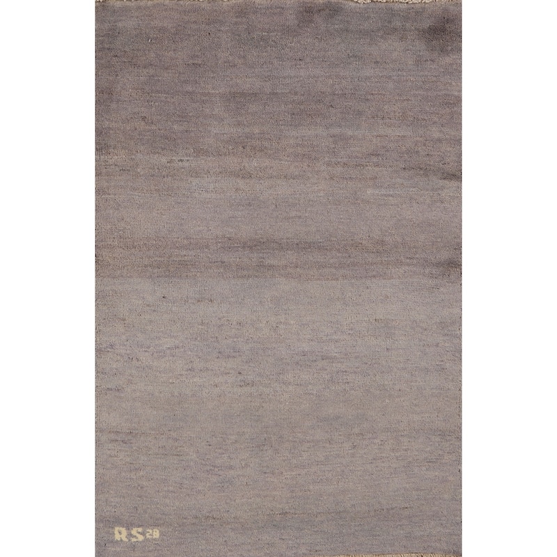Hand Knotted Oriental 100% Wool Carpet Modern Modern Greys & Charcoal Gabbeh Area Rug - 4' 0'' X 2' 7''