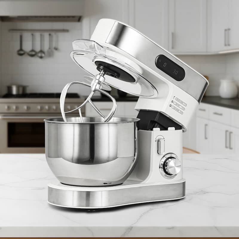 5.5-Quart Modern 6 Speeds Tilt-Head Kitchen Stand Mixer - White