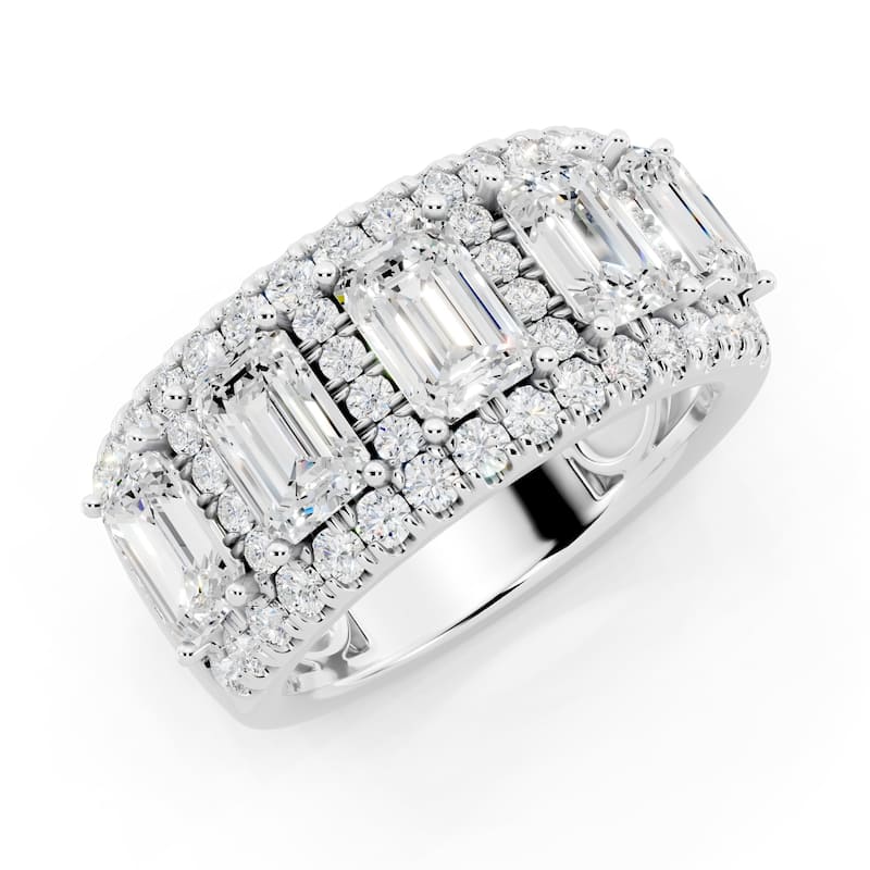 Auriya 14k Gold 3 1/2ctw Emerald Lab Grown Diamond Anniversary Ring (E-F VS) - White - 6.5