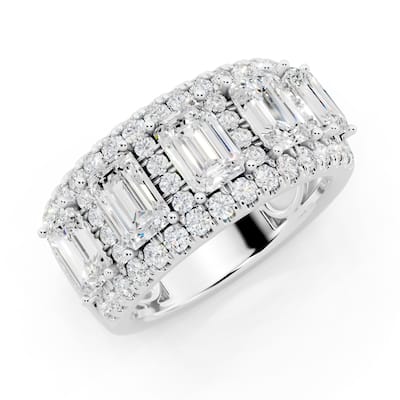Auriya 14k Gold 3 1/2ctw Emerald Lab Grown Diamond Anniversary Ring (E-F VS)
