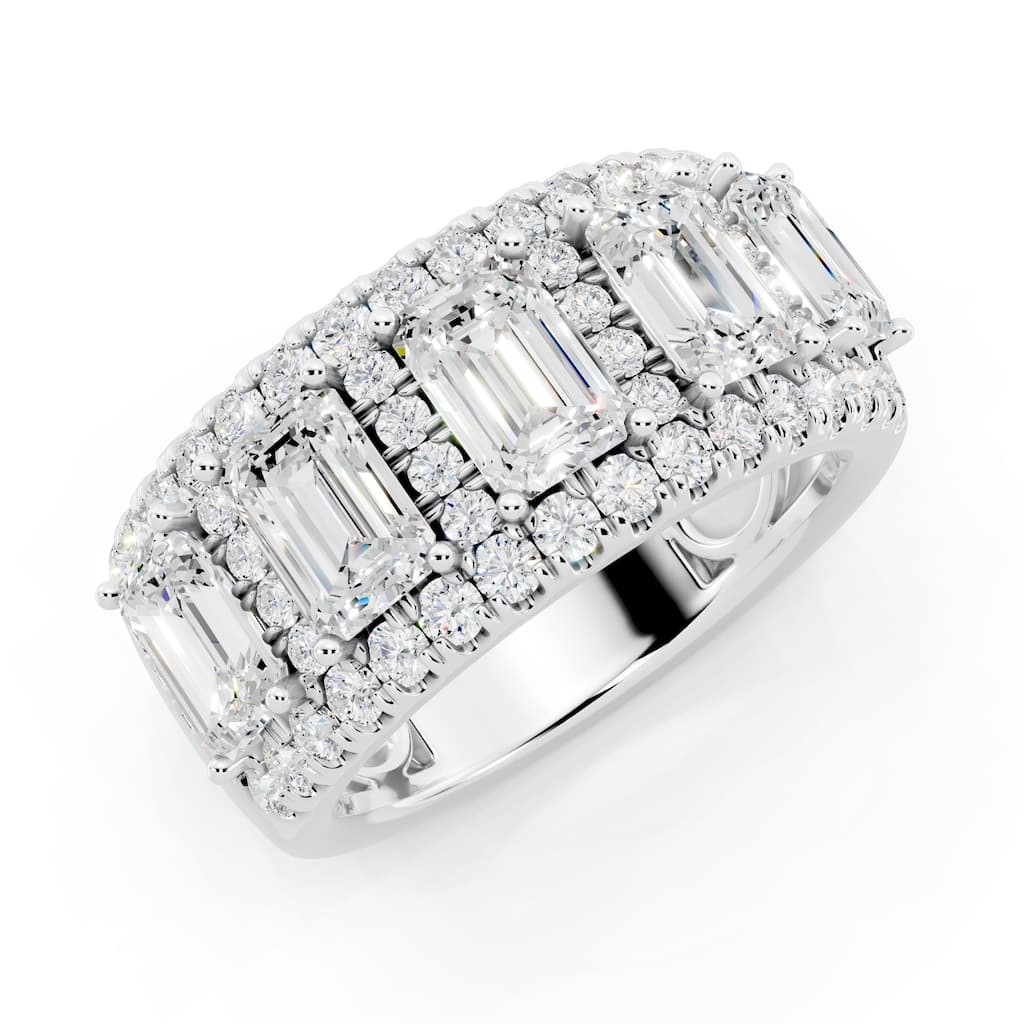 Auriya 14k Gold 3 1/2ctw Emerald Lab Grown Diamond Anniversary Ring (E-F VS)