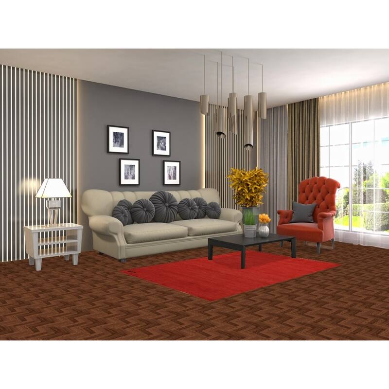 Red Gabbeh Modern Rug Hand-Knotted Oriental Wool Carpet - 3'11" x 5'11"