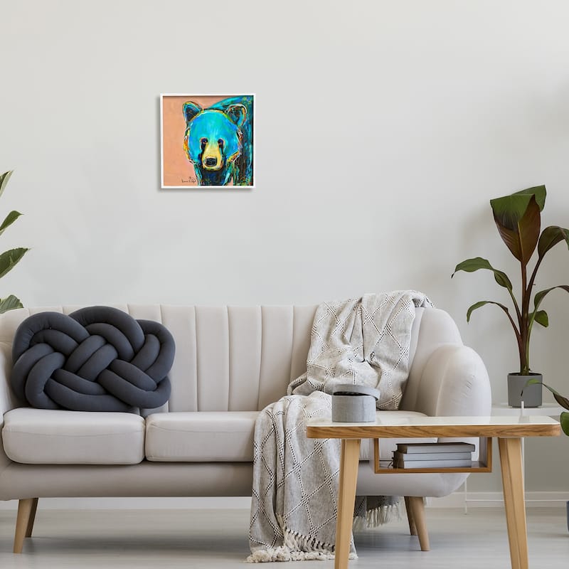 Stupell Brilliant Blue Bear Gazing Street Style Graffiti Splatter Framed Wall Art, Design by Karrie Evenson