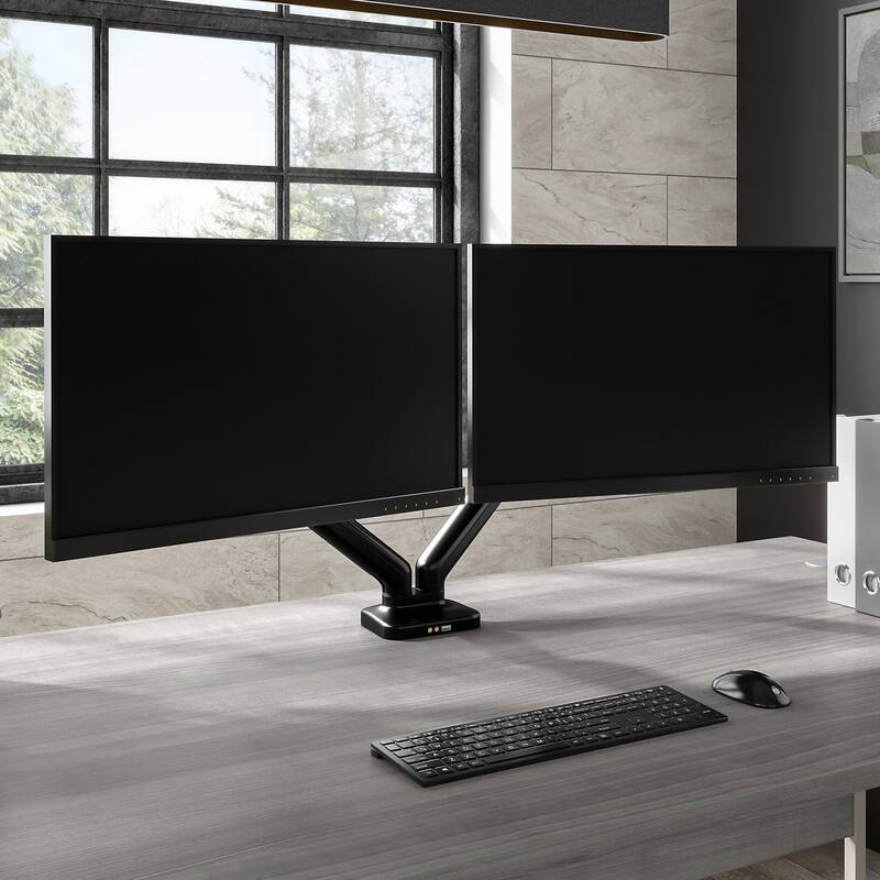 Adjustable Dual Monitor Arm with USB Port by Bush Business Furniture - Satin Black