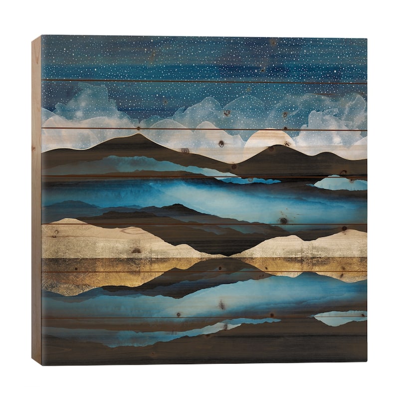Midnight Mountain Print On Wood by SpaceFrog Designs - Multi-Color - 26x26x1.5