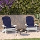 preview thumbnail 4 of 44, Indoor/Outdoor Folding Adirondack Chairs with Cushions - Set of 2 - 30.25"W x 34"D x 37"H White/Blue
