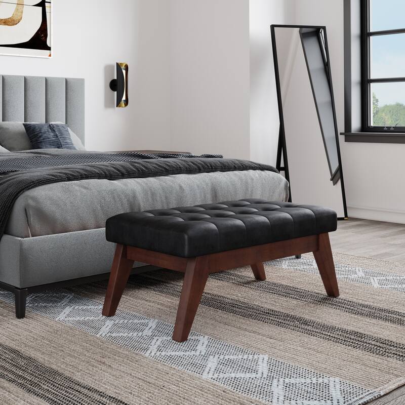 Mid Century Tufted Ottoman Bench