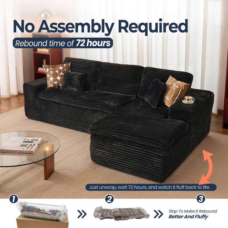 HOOOWOOO Upholstered Fabric Sectional Sofa Couch with Chaise
