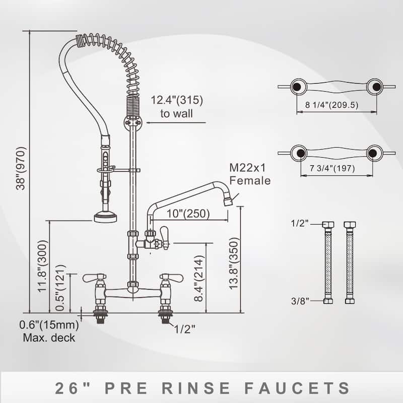 WOWOW Triple Handle Commercial Pull Down Sprayer Kitchen Faucet
