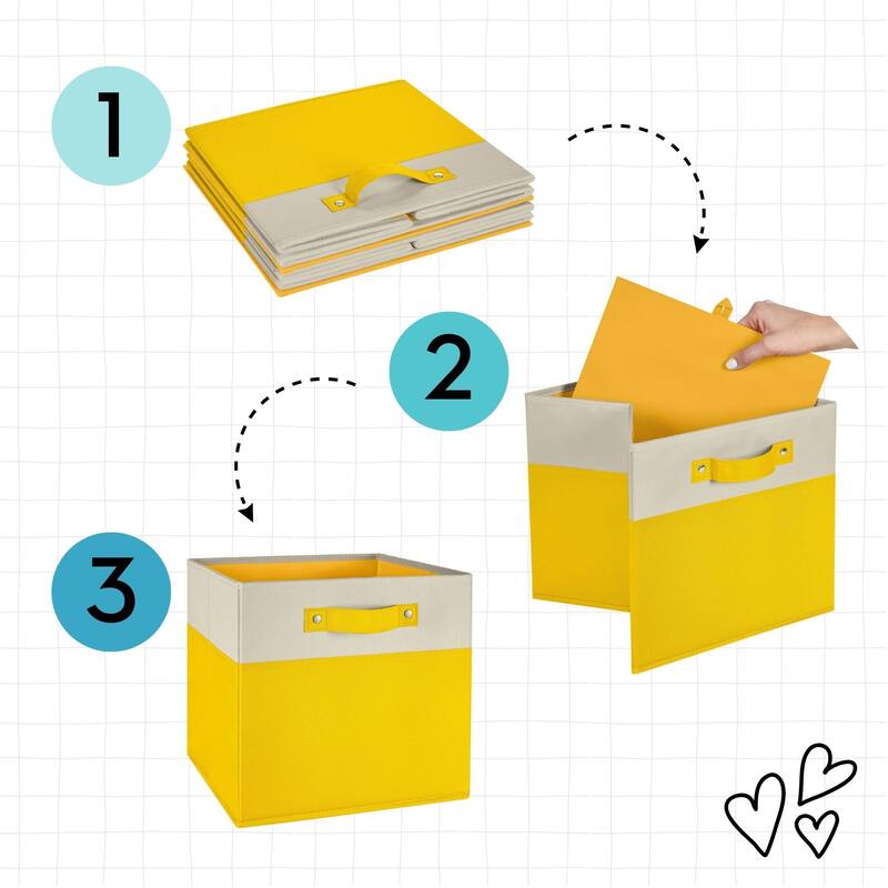 RiverRidge Kids 2pc Two-Tone Fabric Collapsible Cube Storage Organizers with Handles