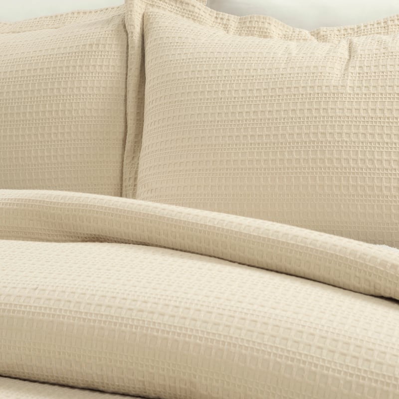 Lush Decor Haniya Solid Waffle Woven Cotton Textured Comforter Set