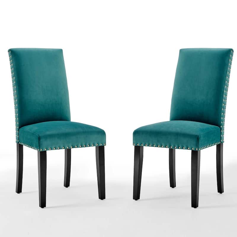 Silver Orchid Lind Velvet Nailhead Trim Dining Side Chairs (Set of 2)