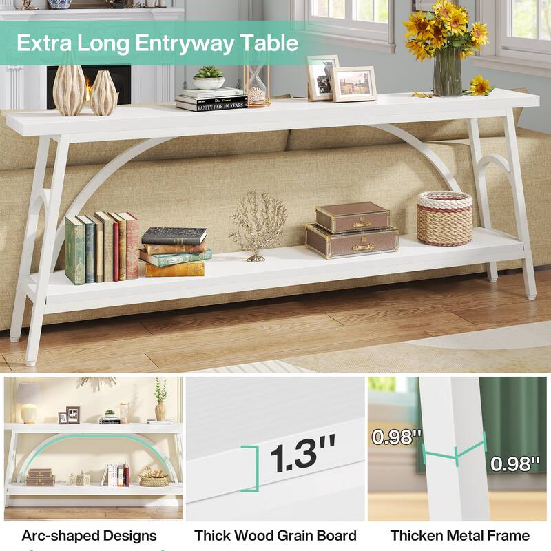 70.8”Sofa Tables, 2 Tier Extra Long Console Tables for Entryway