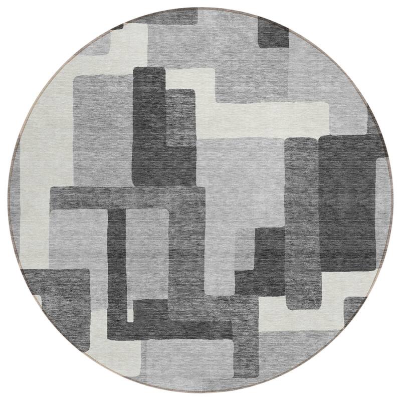 Machine Washable Indoor/ Outdoor Chantille Modern Blocks Rug