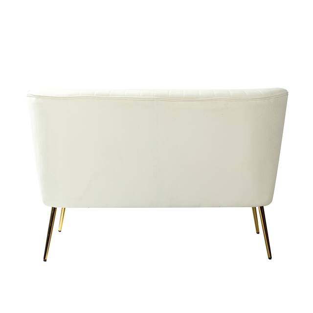 HULALA HOME Monica Modern Velvet Tufted Loveseat with Metal Legs