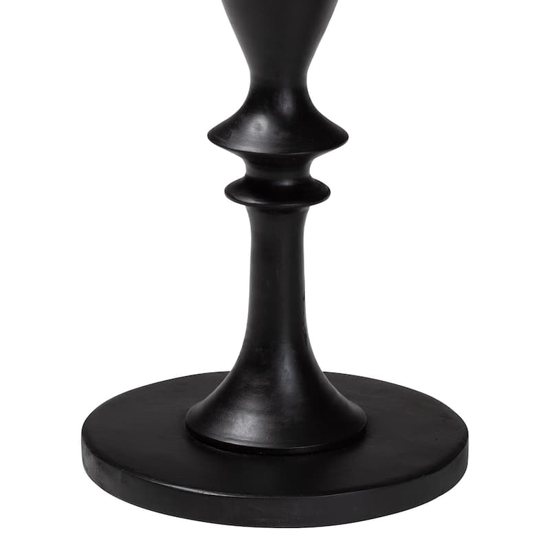 Perlita End Table with Marble Stone Top - Sculpted Pedestal Accent Side Table for Living Room or Entryway