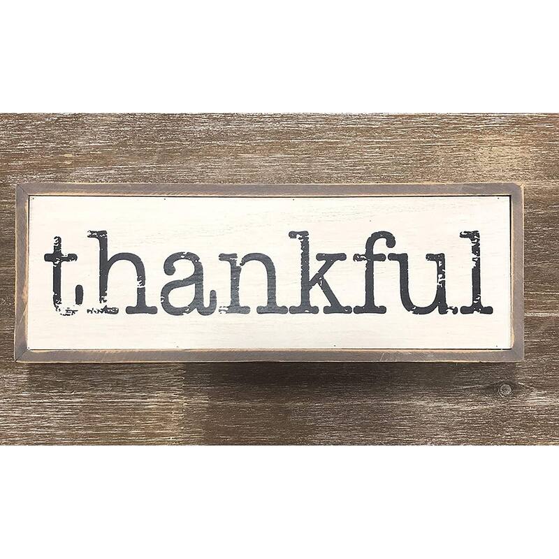 Thankful Solid Pine Wood Block Signs for Home Decor, Farmhouse Style