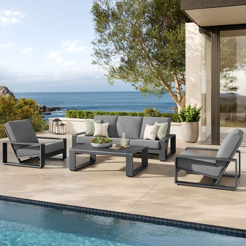 Lirienne 4-Piece Outdoor Patio Aluminum Furniture Set - Light Gray