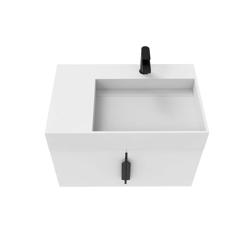 Amazon 30" Wall Mounted Bathroom Right Basin Vanity Set w/ White Top