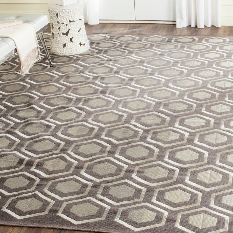 SAFAVIEH Handmade Flatweave Kilim Shailee Wool Rug - 5' x 8' - Grey