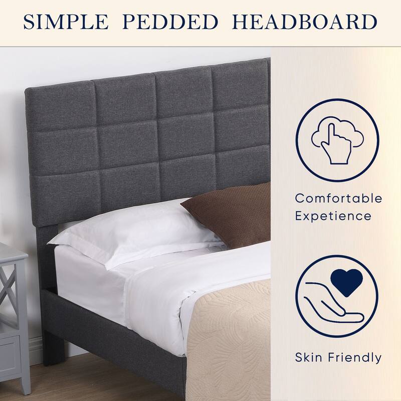 Platform Bed Frame with Fabric Upholstered Headboard