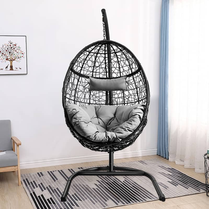 Costway Hammock Chair with Stand Hanging Cushioned Swing Egg Chair - See Description