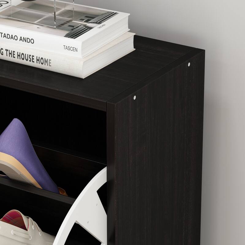 23.6"W Trendy Shoe Storage Cabinet with 3 Large Fold-Out Drawers