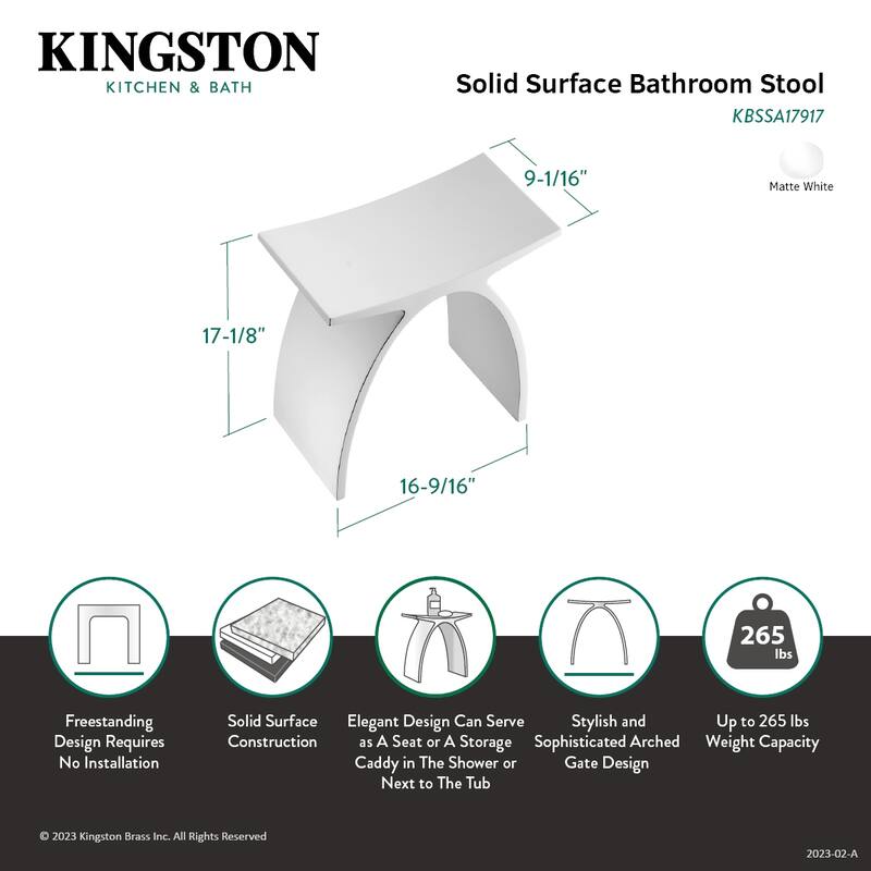 Descanso Solid Surface Arched Bathroom Stool