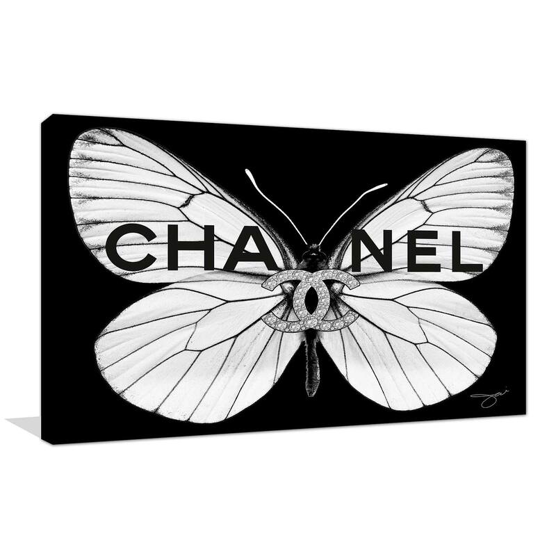 "Chanel White Butterfly" by Jodi Print on Canvas