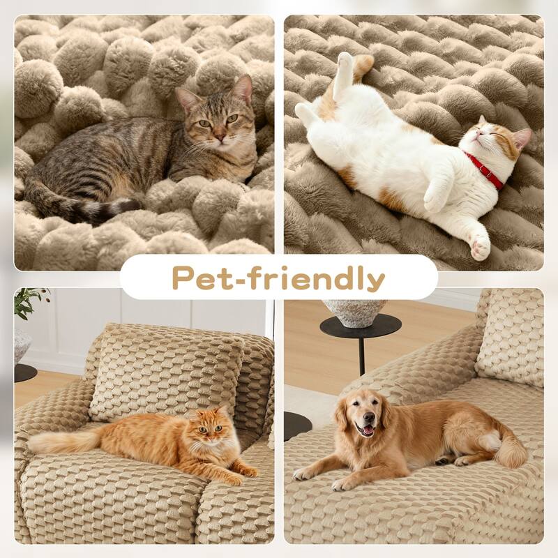 114" Flannelette Modern L-Shaped Modular Boneless Sectional Sofa with Ottoman