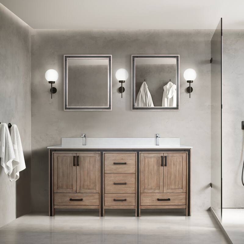 Ziva 72 in W x 22 in D White Double Bath Vanity and White Quartz Top