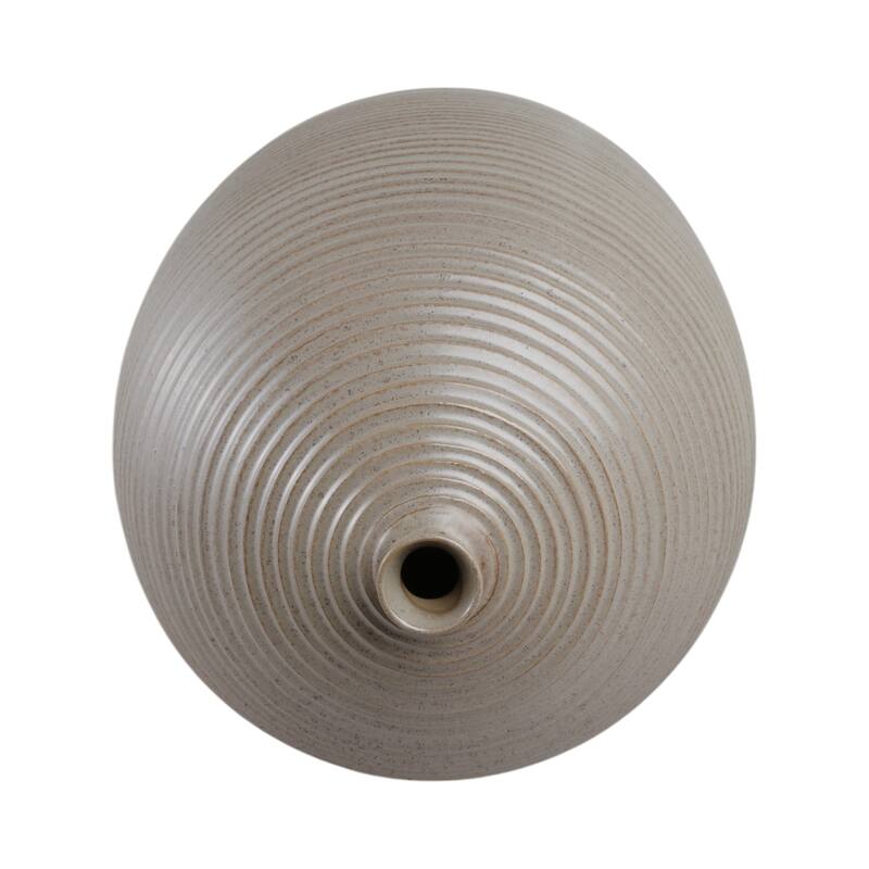 Pottery Floor Vase Ribbed Elongated Silhouette Tall Flower - 28" Beige