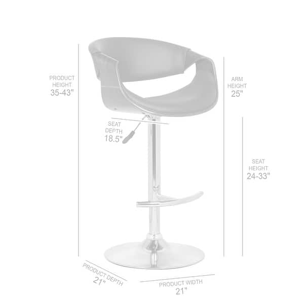 dimension image slide 1 of 2, Butterfly 24" Adjustable Swivel Bar Stool