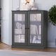 preview thumbnail 100 of 166, 100% Solid Wood 3-shelf Bookcase with Optional Doors by Palace Imports Frosted Glass Doors - Gray