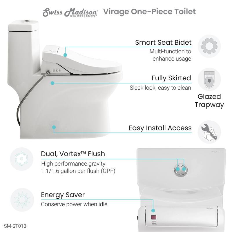 Swiss Madison SM-ST018 Virage 1.6 GPF Dual Flush Floor Mounted