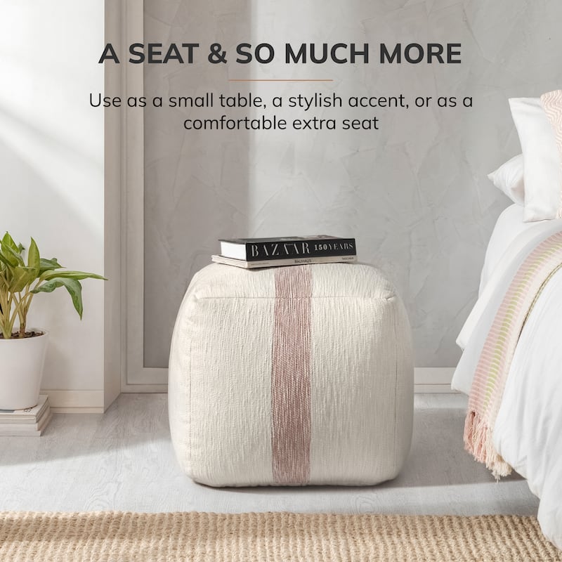 Jani 20-inch Ottoman Pouf - Handcrafted Handmade Ottoman for Seating, Footrest, Home Decor for Living Room, Bedroom