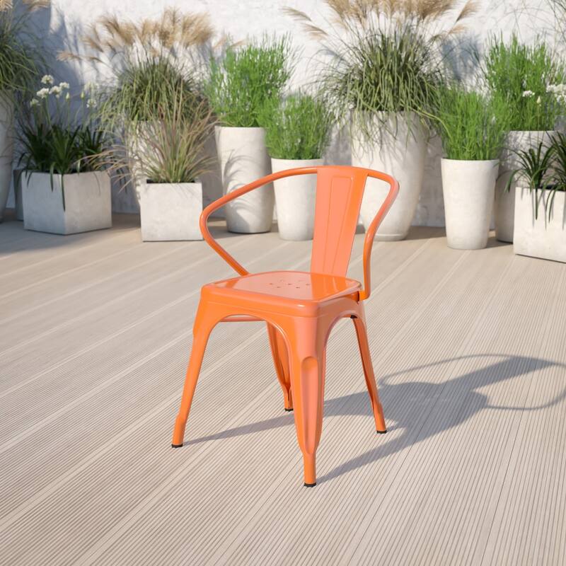 Metal Indoor-Outdoor Chair with Arms
