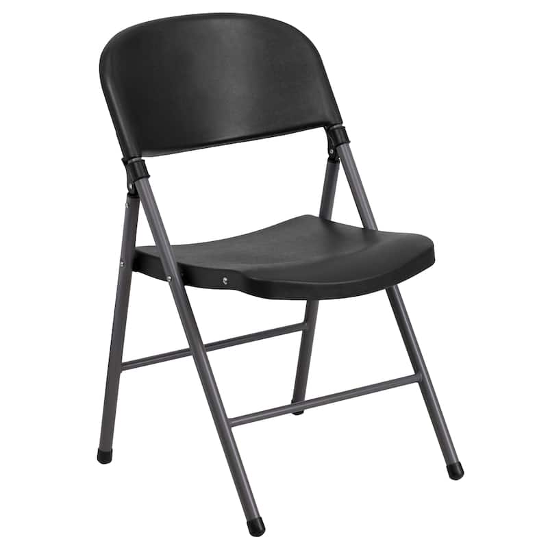 6 PK 330 lb. Capacity Plastic Folding Chair with Charcoal Frame