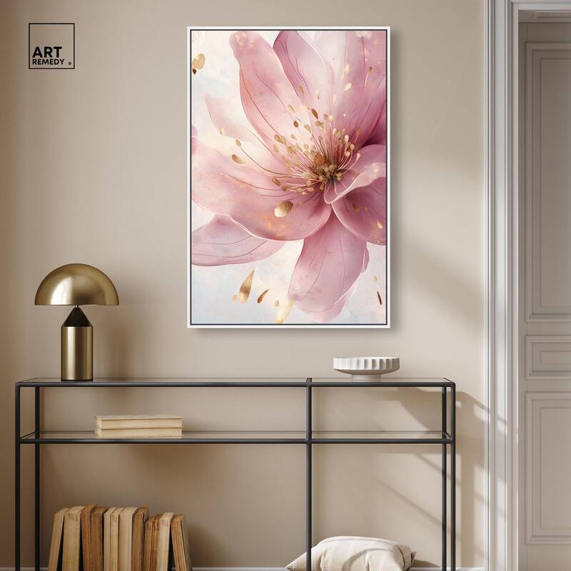 Pink and Gold Bloom Canvas by Art Remedy